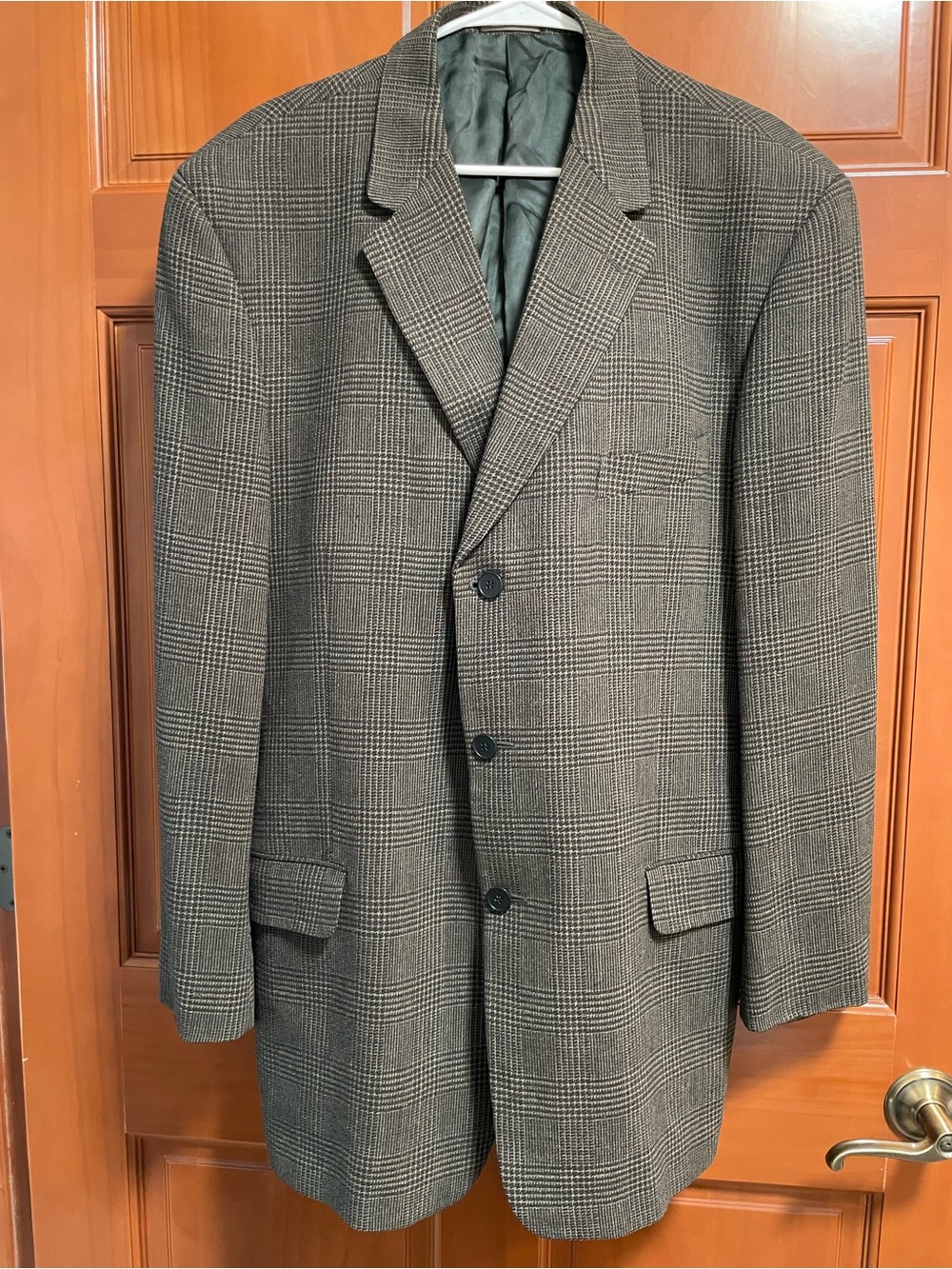 Calvin Klein Men's Plaid Blazer - Lightweight Wool Brown Glen Check